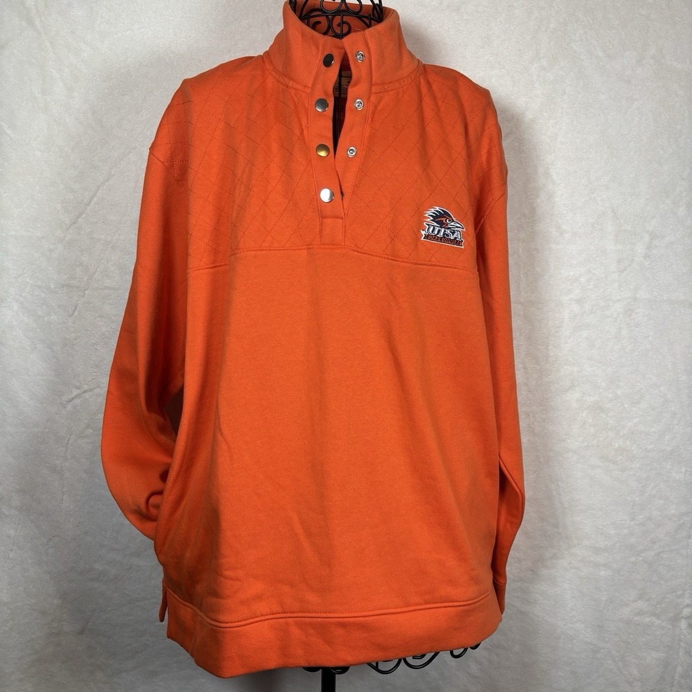 Champion Orange Quilted 1/4‎ Snap Pullover UTSA Roadrunners Medium